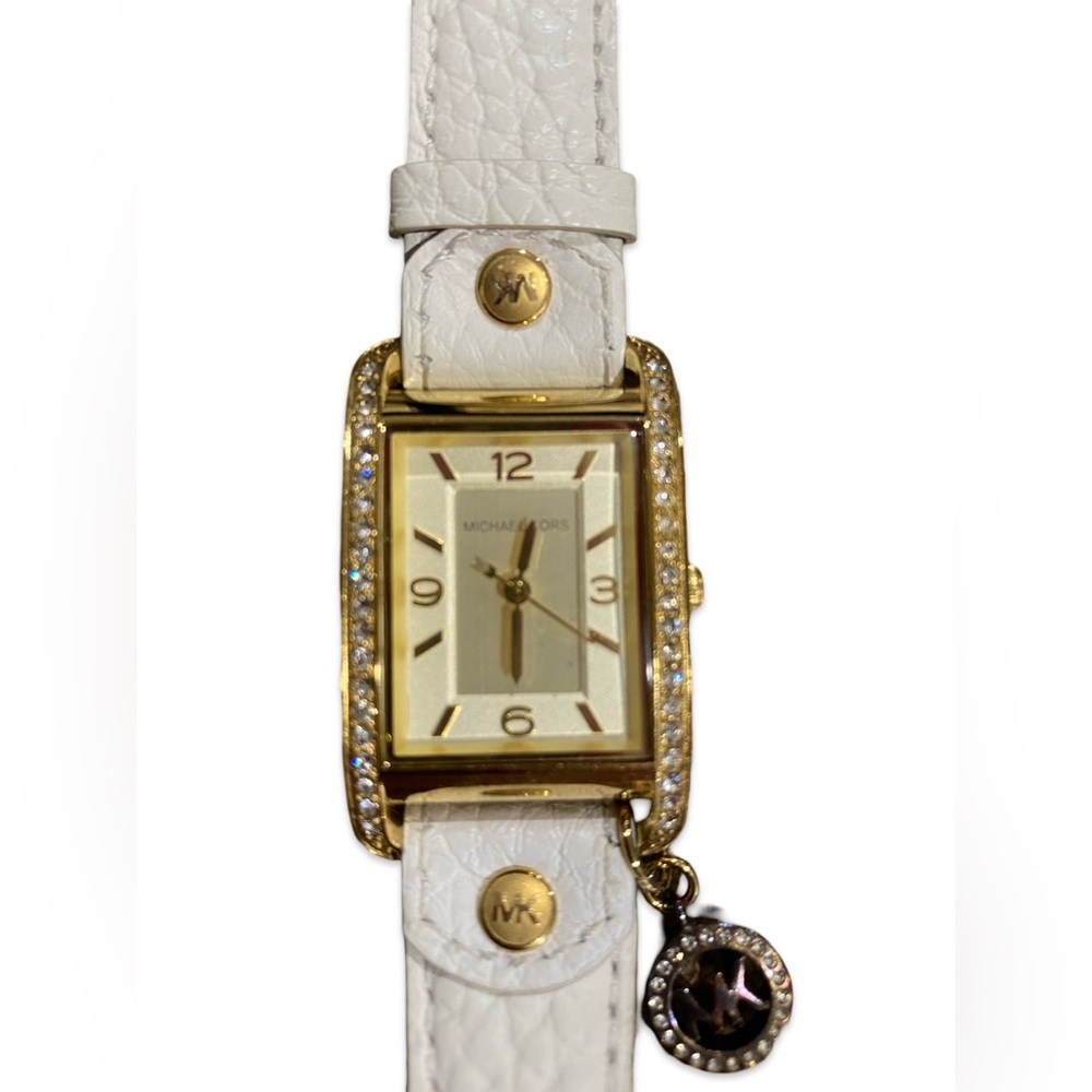 Michael Kors White and Gold Crystal-Embellished Quartz Women’s Watch MK2213